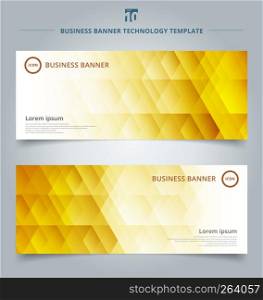 Set of template banner web geometric hexagon pattern gold or yellow background technology concept. Vector corporate design