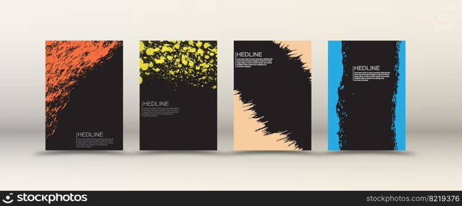 set of templates for ban≠rs, posters or covers with ink blots. Creative sty≤for creative design