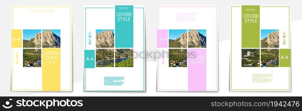 set of templates for book covers, brochures, magazines and printed products. Format A-4. Vector scalable illustration