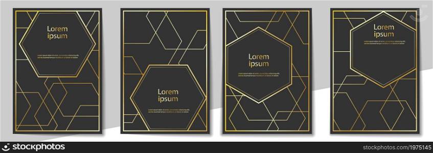 set of templates for covers, posters and banners. Gold pattern for postcards, presentations and leaflets. A-4 format. Vector illustration