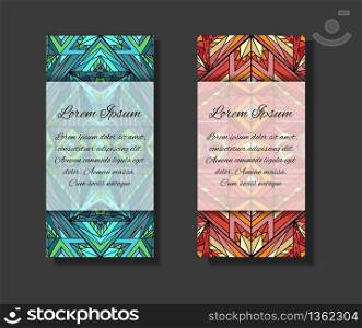 Set of templates with ethno pattern and place for text. Template for flyers, invitations and your design. Set of templates with ethno pattern and place for text. Template
