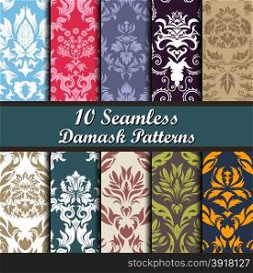 Set of Ten Damask Seamless Patterns design