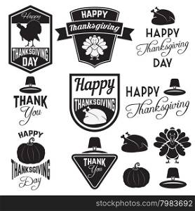 Set of Thanksgiving clip-art. Vector tags, labels and badges with Thanksgiving symbols. Logo,badge or label design template.