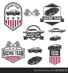 Set of the Car Racing Labels,Icons and Design Elements. Label,logo or badge design template. Vector illustration.