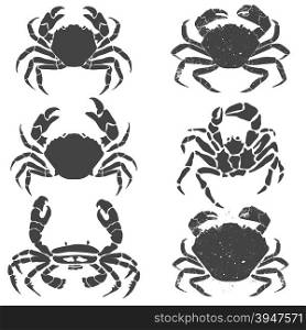 Set of the crabs. Label or emblem design template. Seafood. Vector illustration.