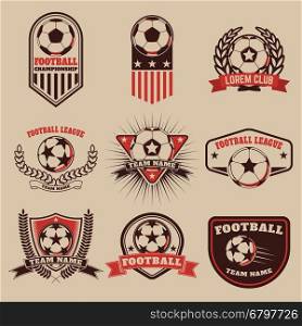 Set of the football labels, emblems and design elements. Soccer team emblems.