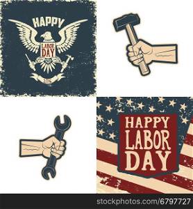 Set of the Happy Labor Day emblems and design elements