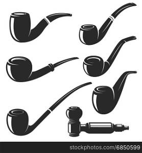 Set of the smoking pipes isolated on white background. Vector illustration.
