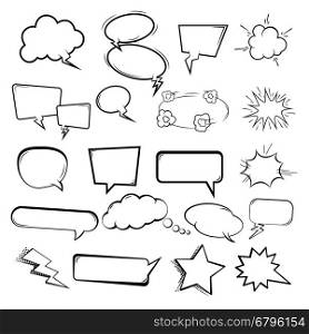 Set of the speech bubbles on white background. Design elements for comic style illustrations, flyer, poster, websites.