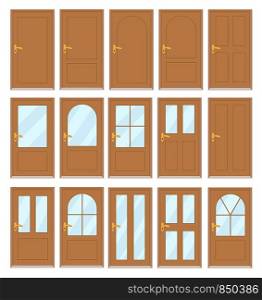 Set of the various doors on the white background, stock vector illustration