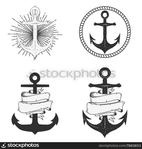 Set of the vector anchors. Label and logos design template. Vector illustration.