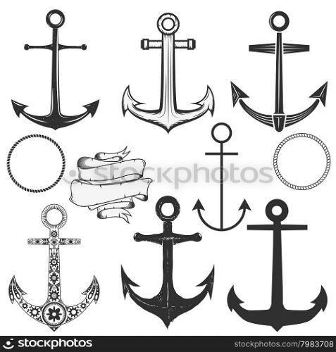 Set of the vector anchors. Label and logos design template. Vector illustration.