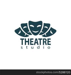 Set of theater studio logo design with comedy and dramatic mask