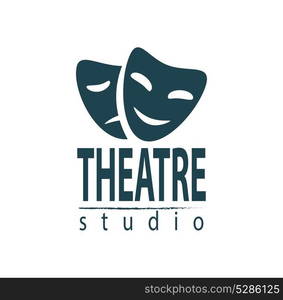 Set of theater studio logo design with comedy and dramatic mask