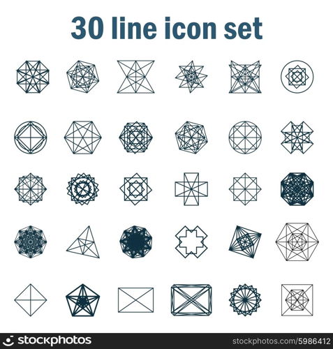 Set of thirty angular abstract vector icons.. Set of thirty angular abstract vector icons