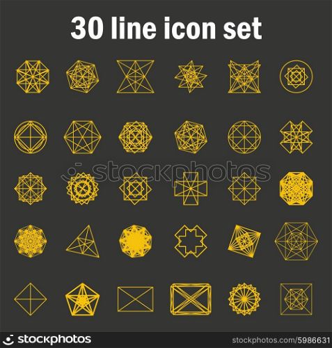 Set of thirty angular abstract vector icons.. Set of thirty angular abstract vector icons