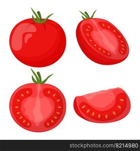 Set of tomatoes isolated on white background. Flat vector illustration.. Set of tomatoes isolated on white background. Flat vector illustration