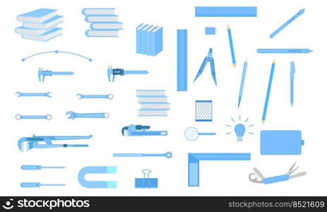 set of tool equipment for engineer education design artist technicain. vector illustration eps10.