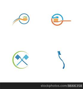 set of Toothbrush with toothpaste logo icon vector template illustration design