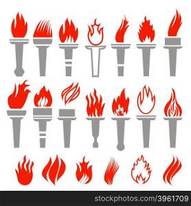 Set of Torch Icon Isolated on White Background. Set of Torch Icon Isolated