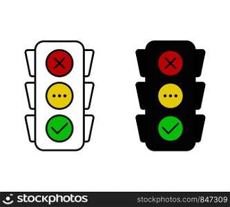 Set of Traffic light in line and flat design on blank background. Eps10. Set of Traffic light in line and flat design on blank background
