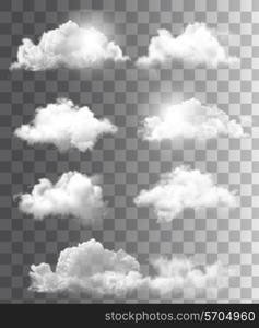 Set of transparent different clouds. Vector.