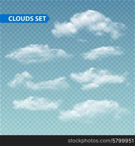Set of transparent different clouds. Vector.. Set of transparent different clouds. Vector illustration EPS 10