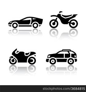 Set of transport icons - sports transportation
