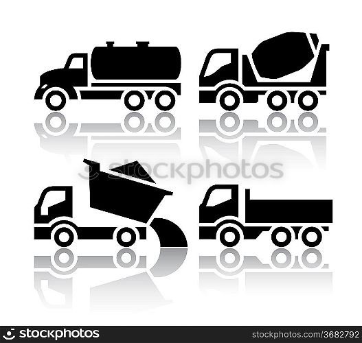 Set of transport icons - Tipper and Concrete mixer truck