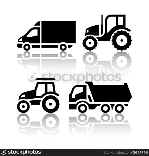 Set of transport icons - Tractor and Tipper