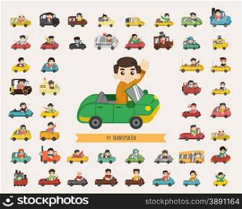 Set of transporter characters , eps10 vector format
