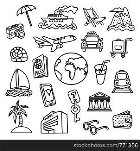 set of travel concept icons for resort, cruise, tourism and journey. travel and journey icons