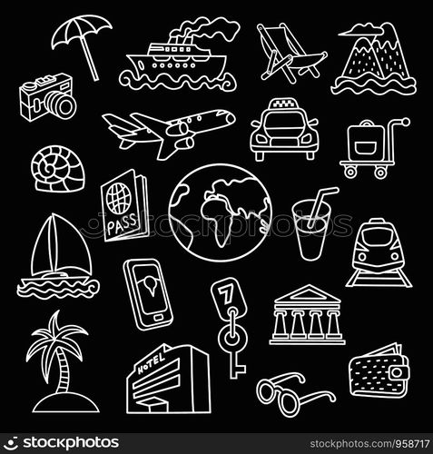 set of travel concept icons for resort, cruise, tourism and journey. travel concept icons