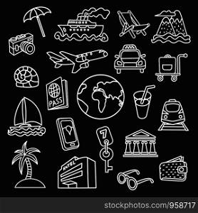 set of travel concept icons for resort, cruise, tourism and journey. travel concept icons