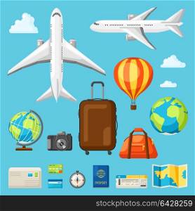 Set of travel objects in flat style. Set of travel objects in flat style.