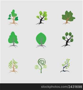 set of Tree logo template vector icon illustration in gray background