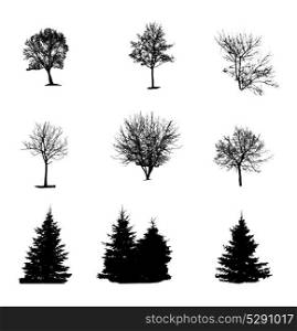 Set of Tree Silhouette Isolated on White Backgorund. Vecrtor Illustration. Set of Tree Silhouette Isolated on White Backgorund. Vecrtor Ill