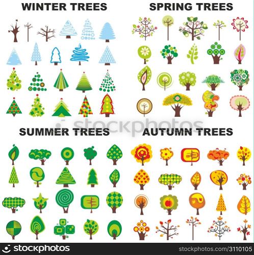 Set of trees located on seasons