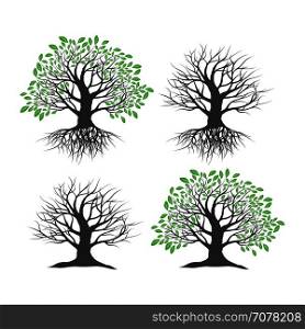 Set of trees on a white background