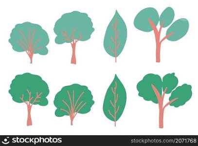 set of trees silhouette, retro images nature, illustration.. set of trees silhouette, retro images nature, illustration
