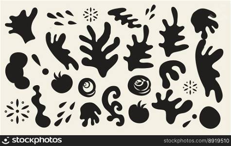 Set of trendy doodle and abstract form icons on isolated white background. Big collection, unusual organic shapes in freehand matisse art style. Vector illustration.. Set of trendy doodle and abstract form icons on isolated white background. Big collection, unusual organic shapes in freehand matisse art style. Vector illustration