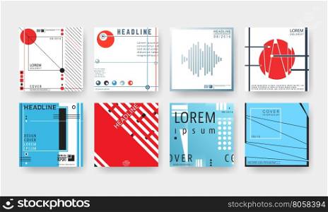 Set of trendy geometric design covers brochure or flyer background template. Vector illustration.. Cover brochures set