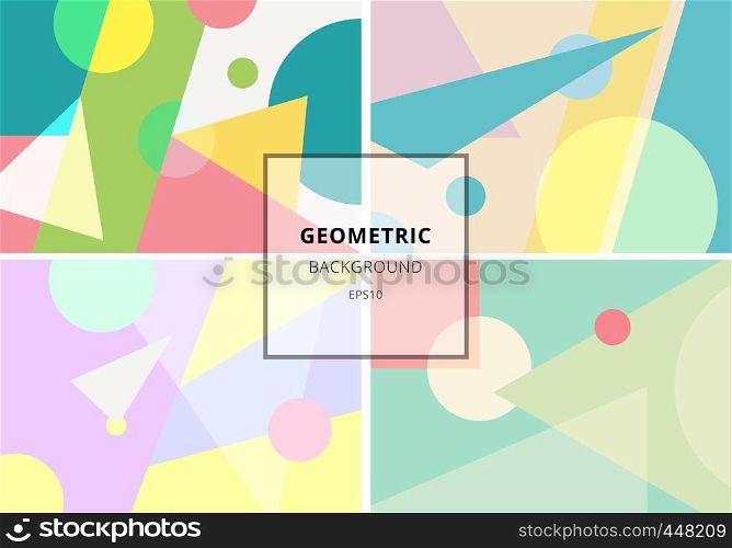 Set of trendy geometric elements retro style texture pattern. Modern abstract design poster, cover, card, invitation, brochure, etc. Vector illustration