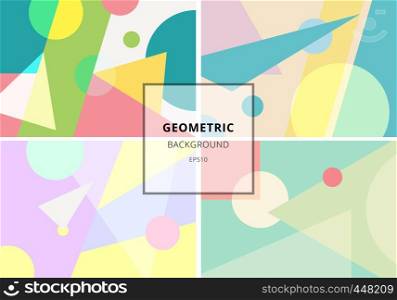 Set of trendy geometric elements retro style texture pattern. Modern abstract design poster, cover, card, invitation, brochure, etc. Vector illustration