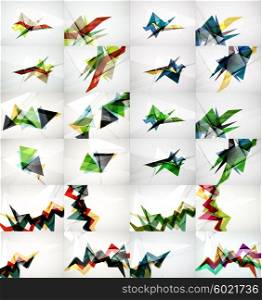 Set of triangle design geometric abstract backgrounds, origami style. Vector illustration