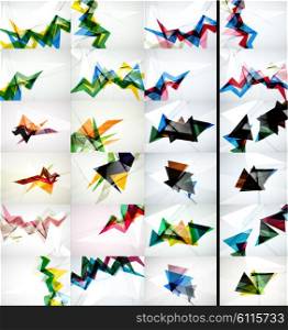 Set of triangle design geometric abstract backgrounds, origami style. Vector illustration