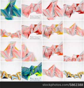 Set of triangle geometric 3d forms. Modern info banner abstract backgrounds, message presentations or identity layouts