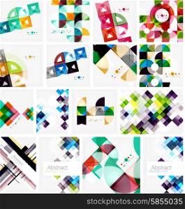 Set of triangle geometric abstract backgrounds. Universal business or technology templates, banners, identity layouts