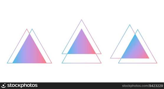 Set of triangular templates for presentation in gradient colors. Triangle shapes with a copy space for the text. Vector illustration