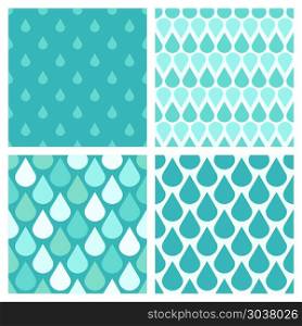 Set of turquoise vector water drops seamless patterns. Set of turquoise vector water drops seamless patterns. Abstract rain illustration